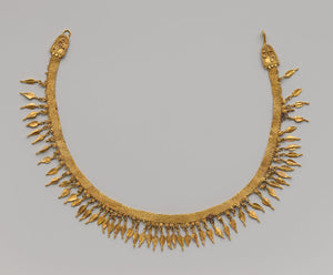 Gold strap necklace with beechnut pendants Greek 4th century BCE